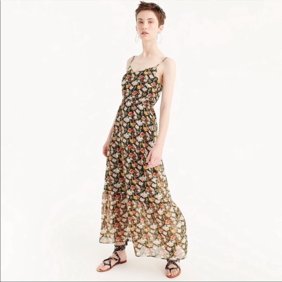 J. Crew Dresses & Skirts - NEW J Crew Mercantile Tiered Floral Maxi Dress spaghetti straps lined 00 NWOT